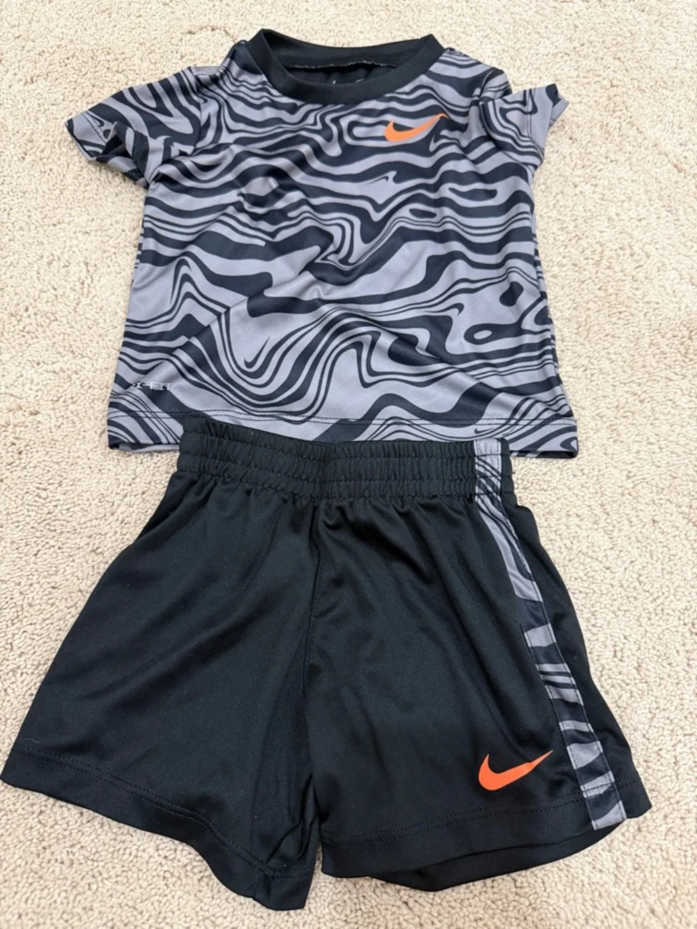 Nike Kids Active Tee & Shorts Set — Gray, Black & Orange Accents - Picture 6 of 8